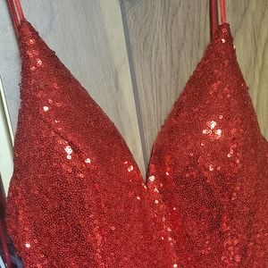 Red sequin dress